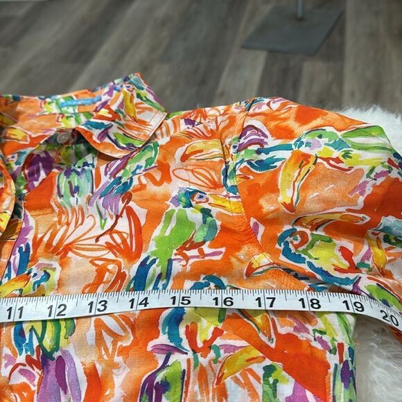 J MC LAUGHLIN TUCAN PRINT .TROPICAL MULTICOLOR SHIRT - Picture 3 of 7